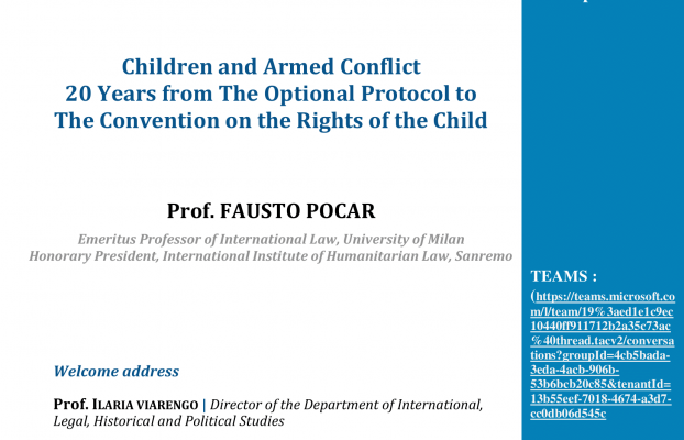 “Children and Armed Conflict 20 Years from The Optional Protocol to The Convention on the Rights of the Child”, online conference tomorrow – Register here
