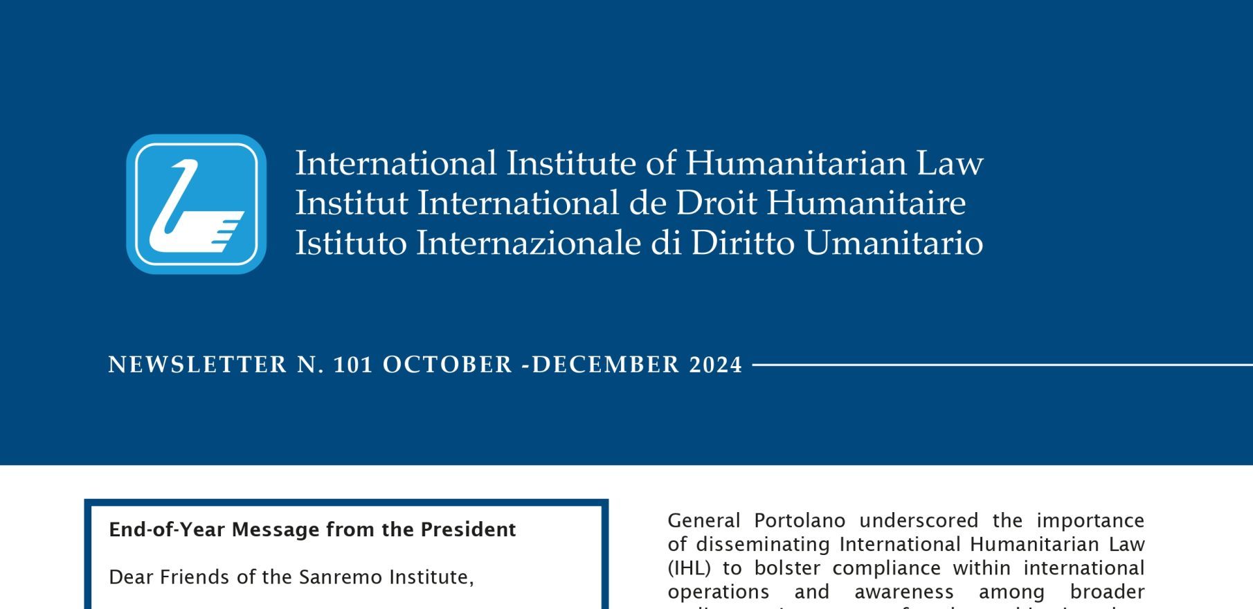 Download the last newsletter of the Institute (October-December 2024)!